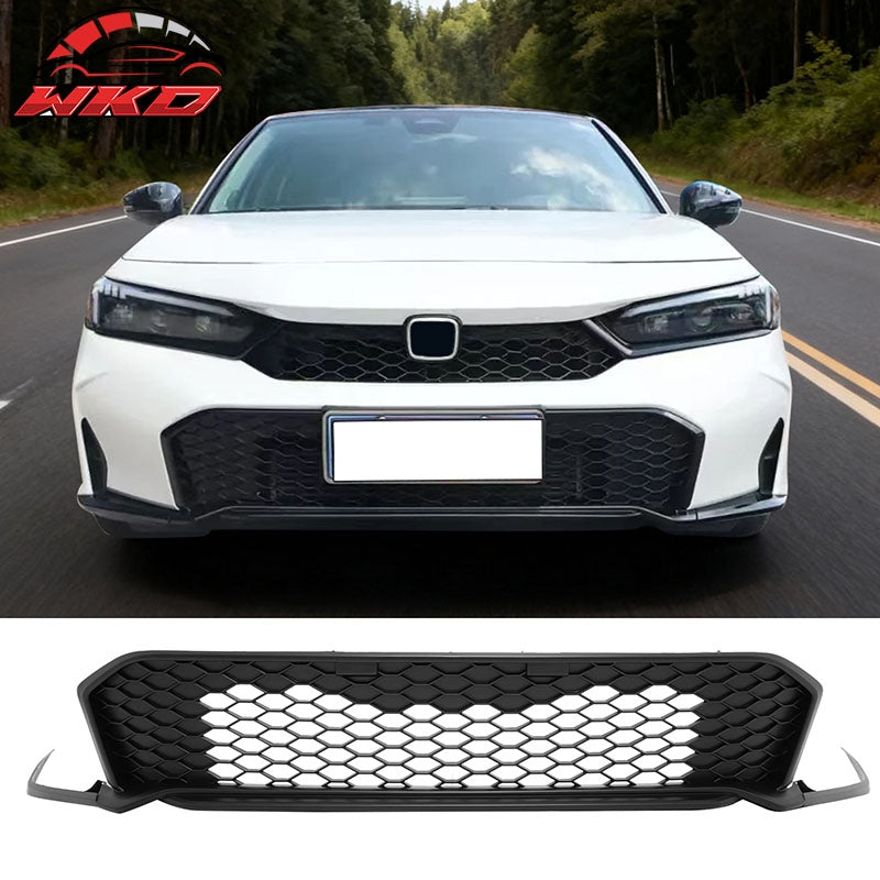 Fits 25-26 Honda Civic Type R Style Front Bumper Upper Lower Grilles Matte Black