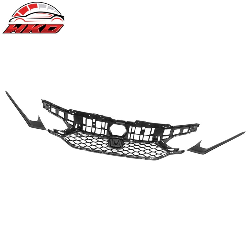 Fits 25-26 Honda Civic Type R Style Front Bumper Upper Lower Grilles Matte Black