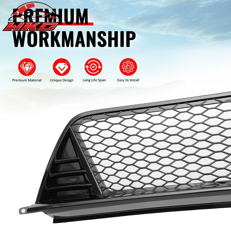 Fits 22-24 Honda Civic Type R Front Grilles Kit + ABS Foglight Bezel Gloss Black