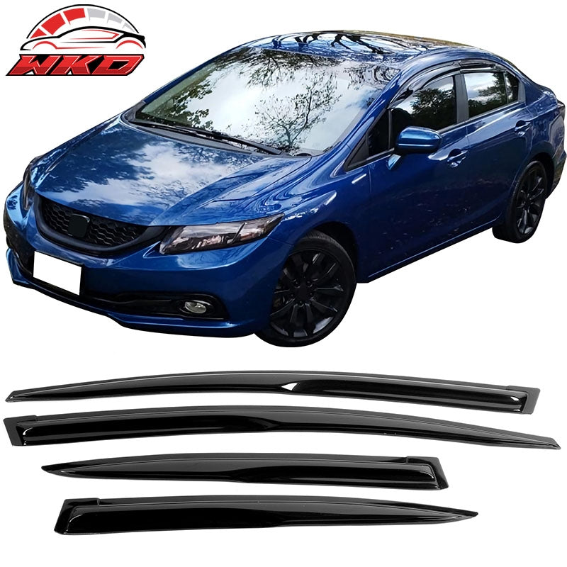 Fits 12-15 Honda Civic Sedan Mugen Style Window Visors Acrylic Rain Guards 4Pcs
