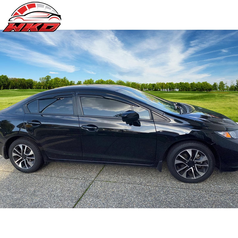 Fits 12-15 Honda Civic Sedan Mugen Style Window Visors Acrylic Rain Guards 4Pcs
