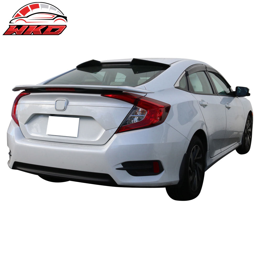 Fits 16-21 Honda Civic 10th Gen Sedan V Style Roof Spoiler Painted #NH788P White