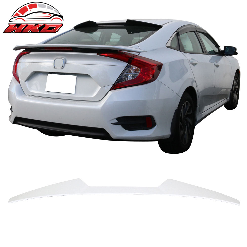 Fits 16-21 Honda Civic 10th Gen Sedan V Style Roof Spoiler Painted #NH788P White
