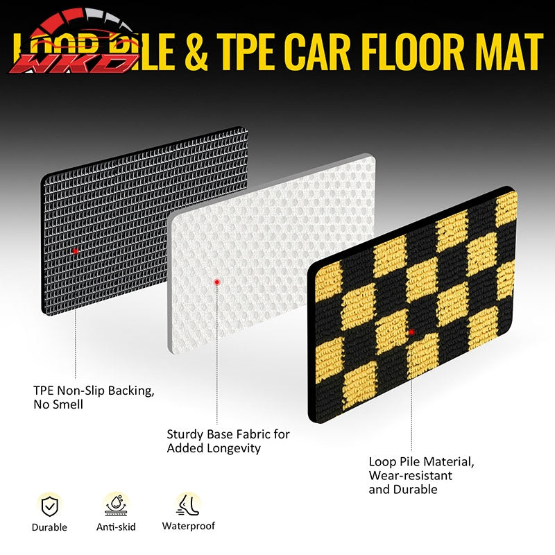 Wholesale 09-13 Honda Anti-slip Floor Mats Checkered Carpets Black Yellow Plaid - Wikond Auto