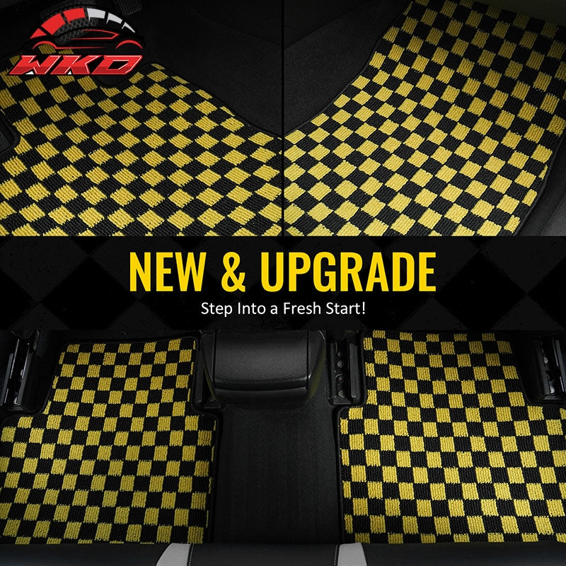 Wholesale 09-13 Honda Anti-slip Floor Mats Checkered Carpets Black Yellow Plaid - Wikond Auto