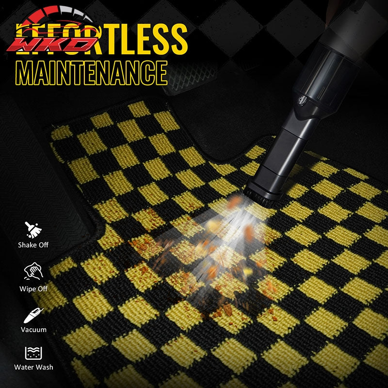 Wholesale 09-13 Honda Anti-slip Floor Mats Checkered Carpets Black Yellow Plaid - Wikond Auto