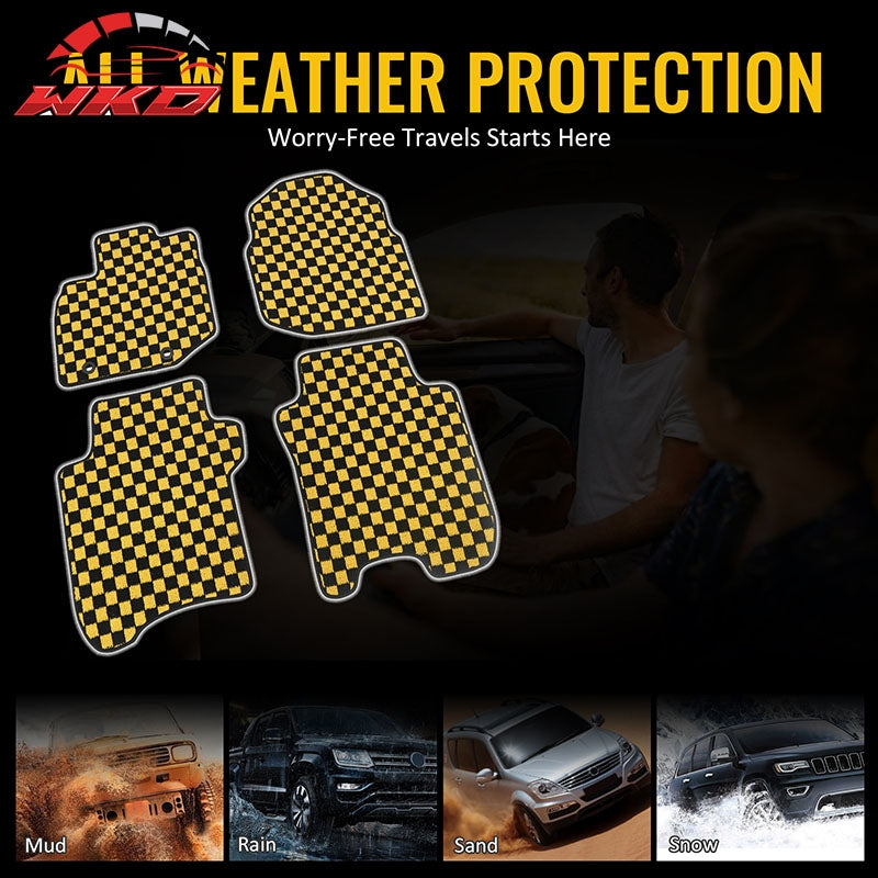 Wholesale 09-13 Honda Anti-slip Floor Mats Checkered Carpets Black Yellow Plaid - Wikond Auto