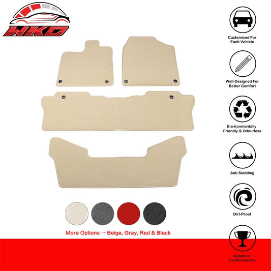 Fits 16-22 Honda Pilot Car Auto Front Rear Floor Mats Liner Carpets Nylon Beige