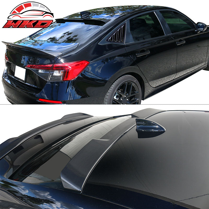 Fits 22-26 Honda Civic Sedan 4Dr IKON Style Carbon Fiber Print Rear Roof Spoiler