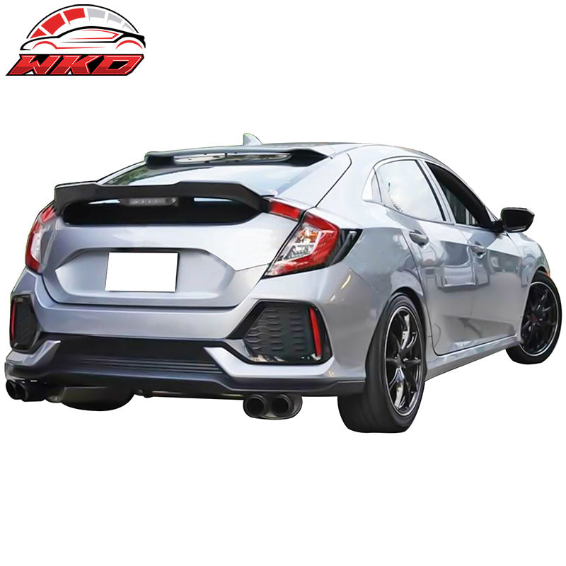 Fits 17-21 Honda Civic 10th X 5Dr Hatchback Unpainted Rear Trunk Spoiler Wing