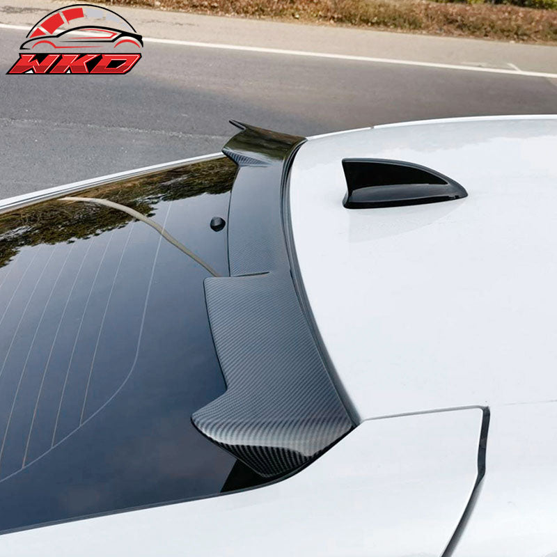 Fits 22-26 Honda Civic Hatchback IKON Style Roof Spoiler ABS Carbon Fiber Print