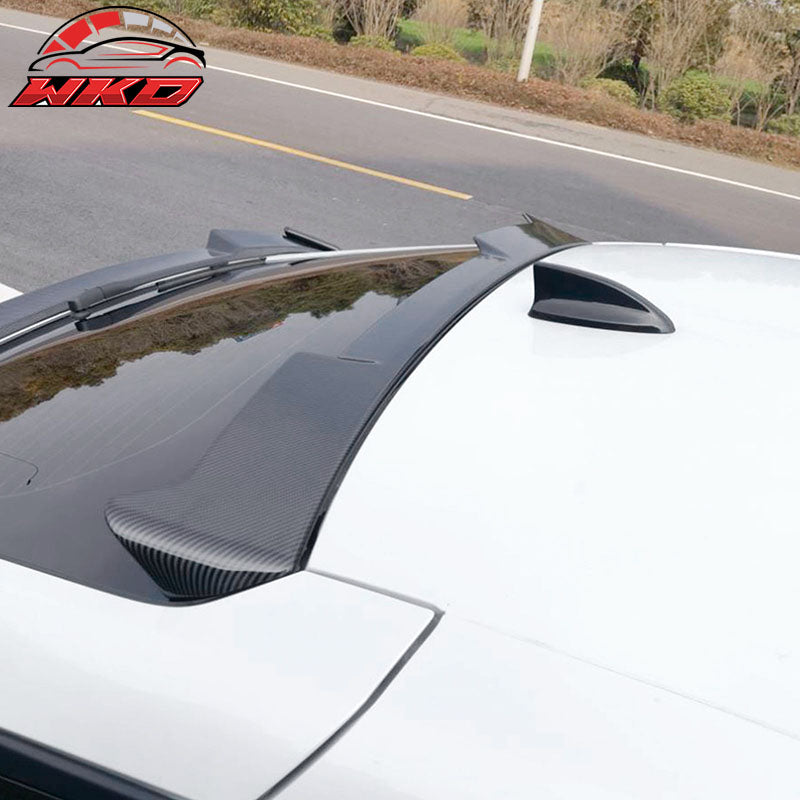 Fits 22-26 Honda Civic Hatchback IKON Style Roof Spoiler ABS Carbon Fiber Print