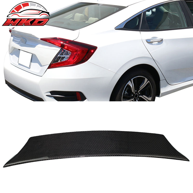 Fits 16-21 Honda Civic 10th Sedan IKON Style Trunk Spoiler Matte Carbon Fiber CF