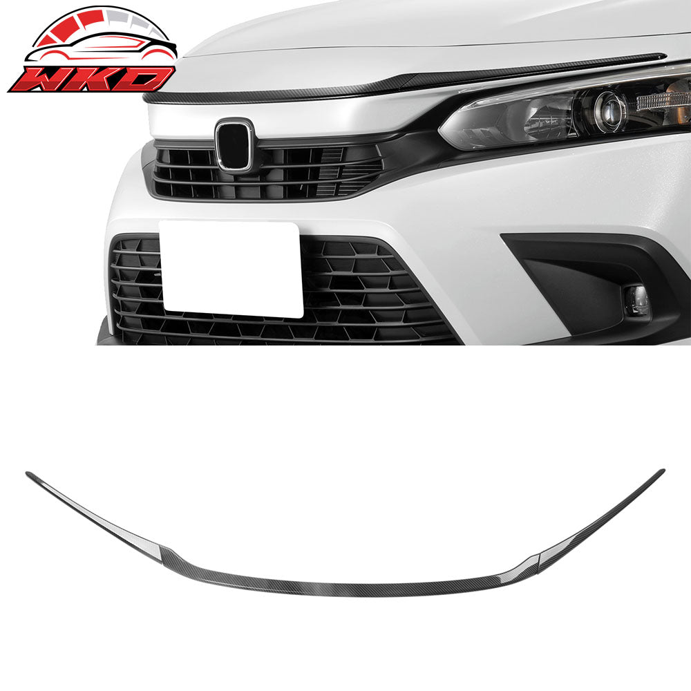 Fits 22-26 Honda Civic MD Style 3PCS Hood Bonnet Grille Trim Carbon Fiber Print