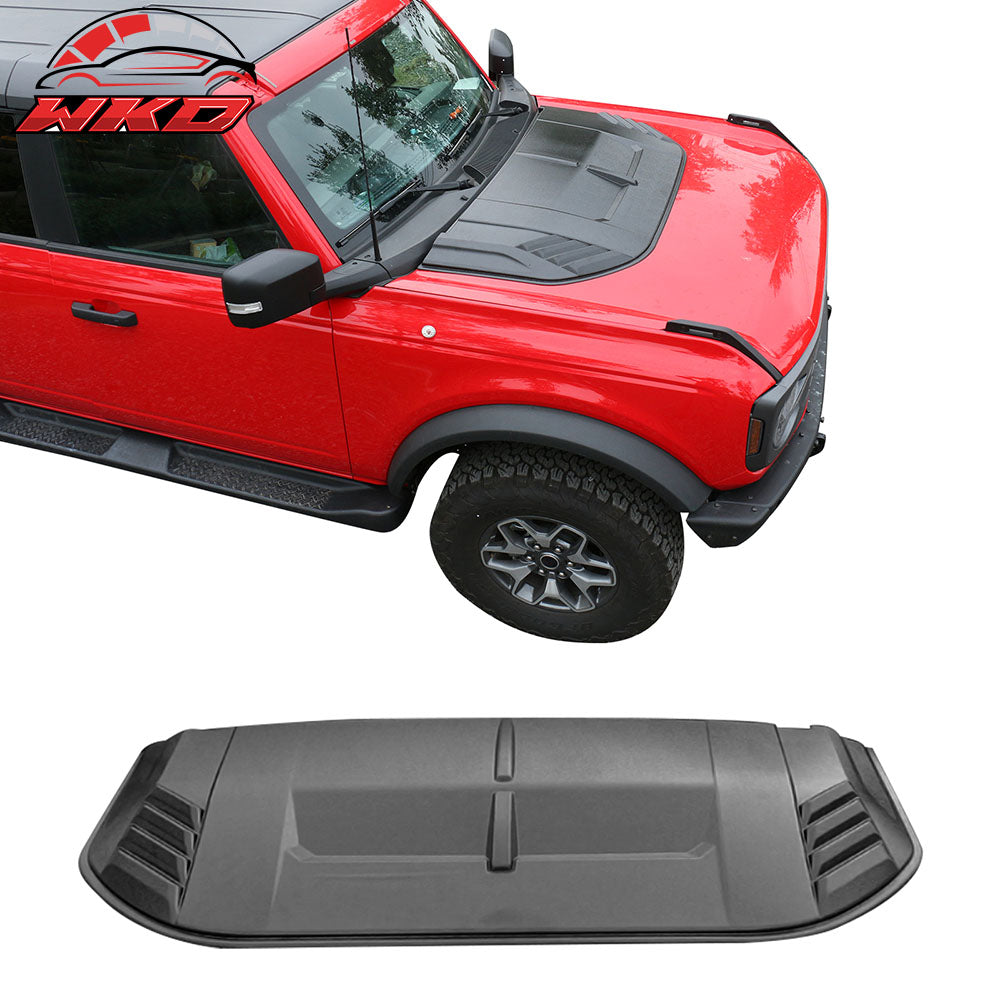 Fits 21-25 Ford Bronco Front Air Intake Hood Bonnet Cover Trim Sanded Black ABS