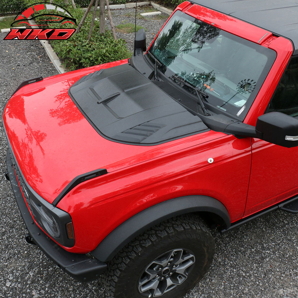 Fits 21-25 Ford Bronco Front Air Intake Hood Bonnet Cover Trim Sanded Black ABS