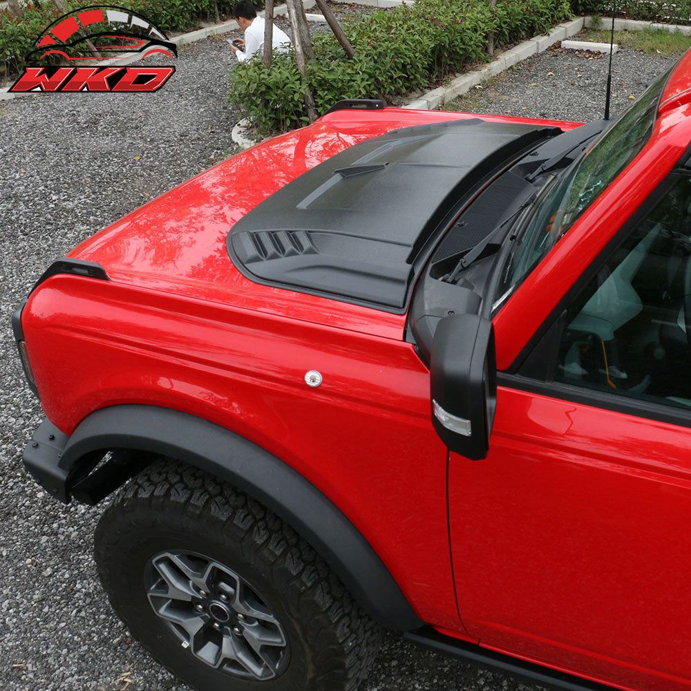 Fits 21-25 Ford Bronco Front Air Intake Hood Bonnet Cover Trim Sanded Black ABS