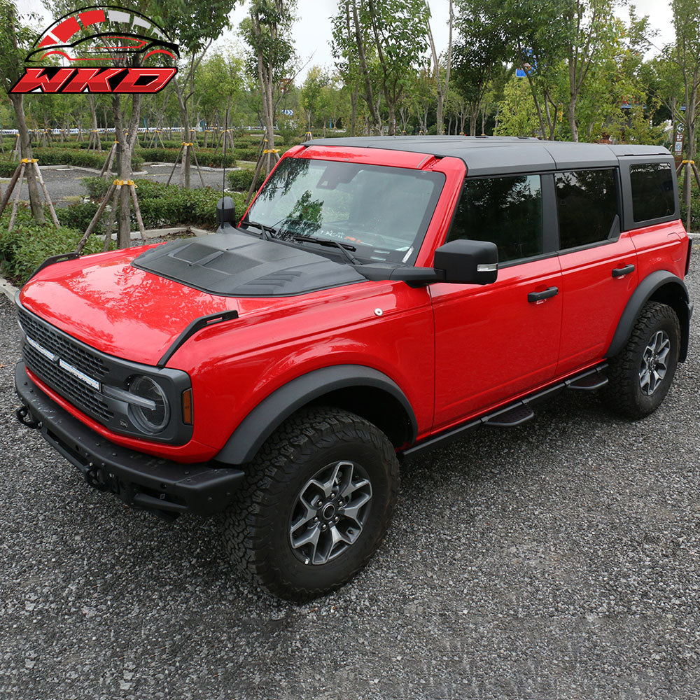 Fits 21-25 Ford Bronco Front Air Intake Hood Bonnet Cover Trim Sanded Black ABS