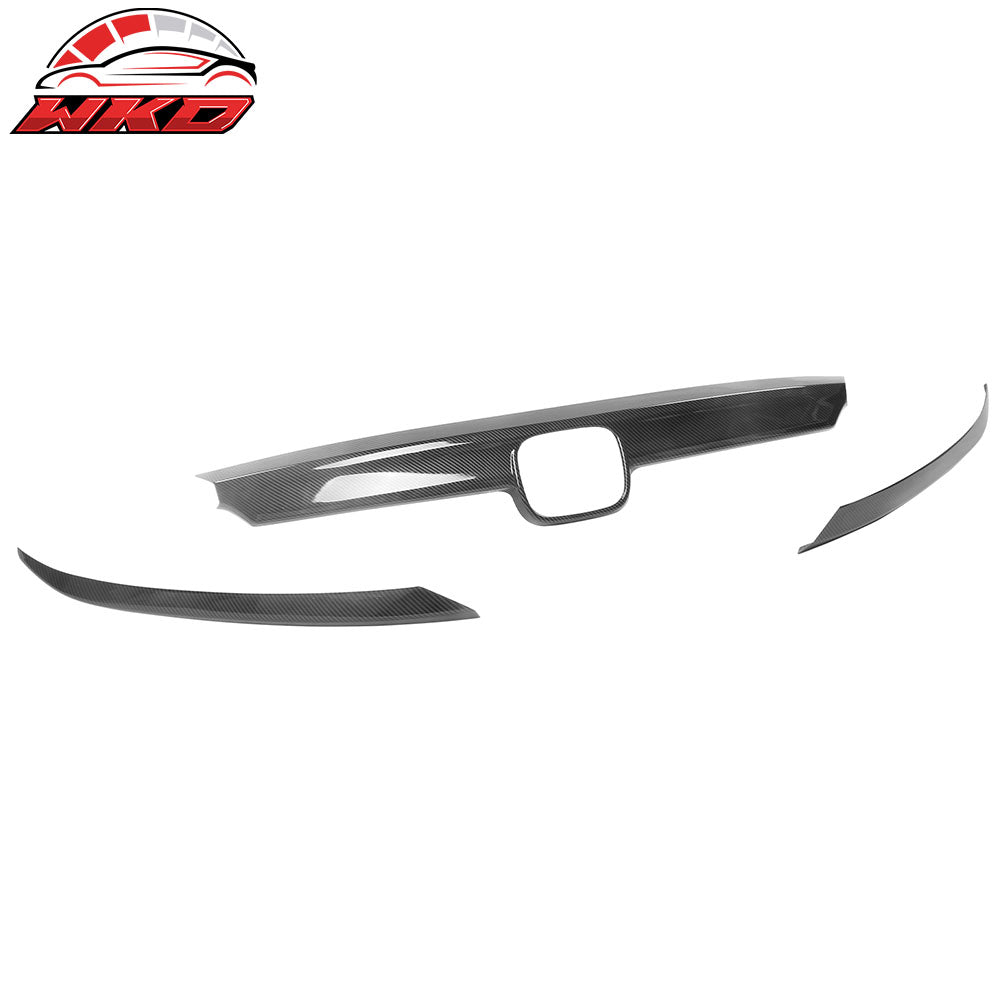 Fits 21-22 Honda Accord OE ABS Hood Bonnet Grille Trim Carbon Fiber Print 3PCS