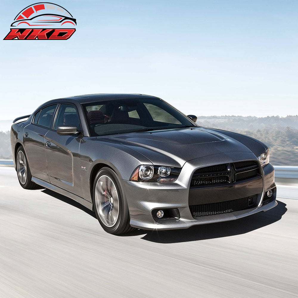 Fits 11-14 Dodge Charger Aluminum Black SRT 392 Style Hood Replacement One Scoop