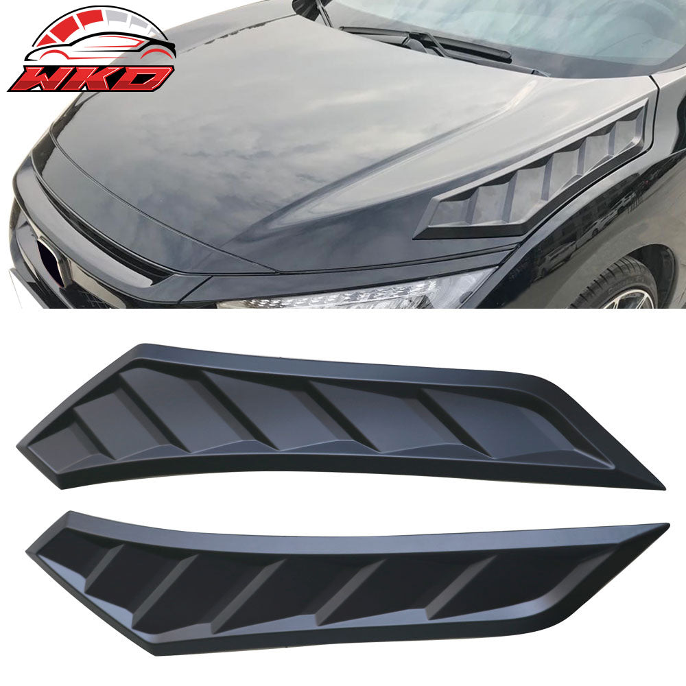 Fits 16-20 Honda Civic 10th Gen Sedan Coupe V2 Hood Vents 2 Pcs Unpainted ABS