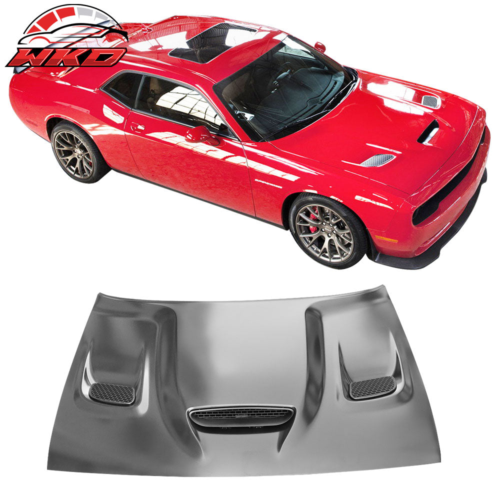Fits 08-23 Dodge Challenger Hellcat Style Front Hood Panel Replacement Aluminum