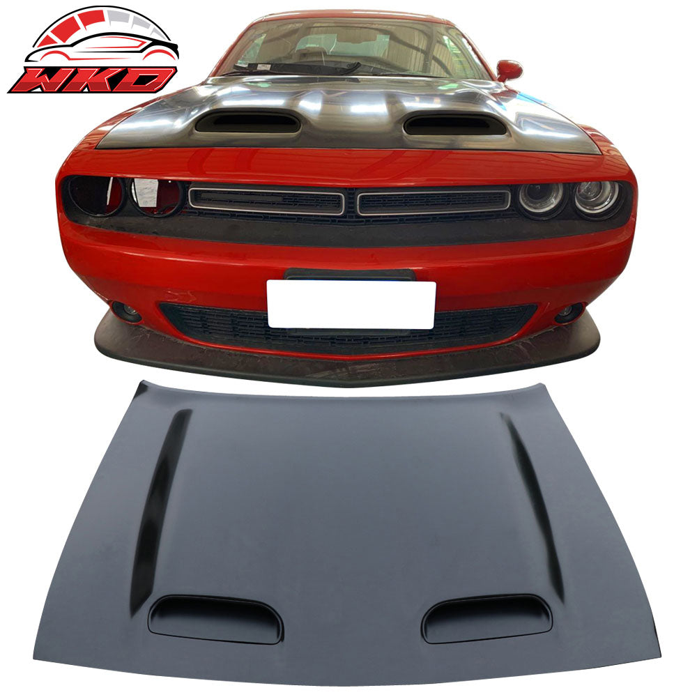 Fits 08-23 Dodge Challenger Hellcat Style Hood Unpainted - Aluminum