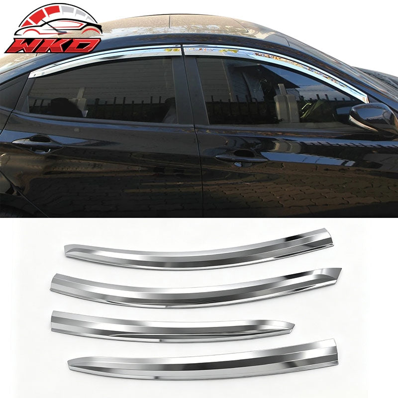 Wholesale 10-17 Hyundai Accent Sedan Chrome Window Visors Sun Shade Rain Guard 4PCS - Wikond Auto
