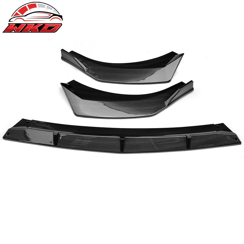 Fits 21-23 Hyundai Elantra 4DR Sedan Carbon Fiber Print 3PC Front Bumper Lip PP