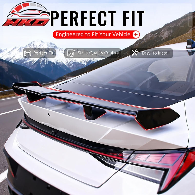 Fits 21-26 Hyundai Elantra 54" PRO Style Rear Trunk Spoiler Wing Gloss Black ABS