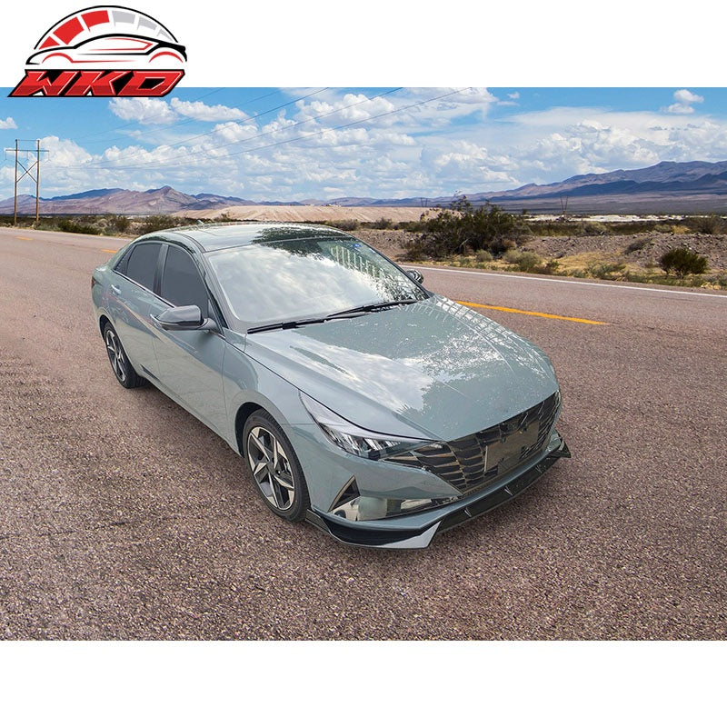 Fits 21-23 Hyundai Elantra Gloss Black Front Bumper Lip Spoiler Splitter PP 3PCS