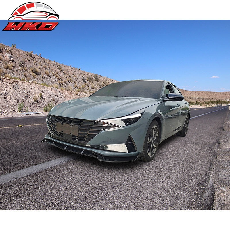 Fits 21-23 Hyundai Elantra Gloss Black Front Bumper Lip Spoiler Splitter PP 3PCS