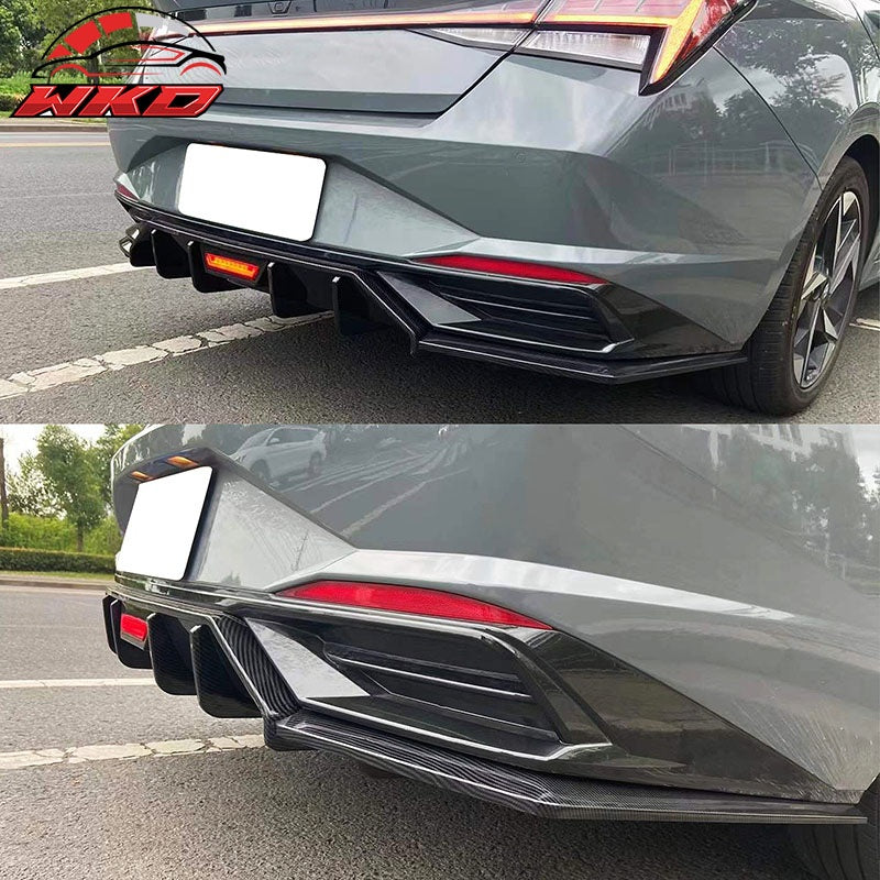 Fits 21-23 Hyundai Elantra IKON Carbon Fiber Print Rear Bumper Lip Diffuser - PP