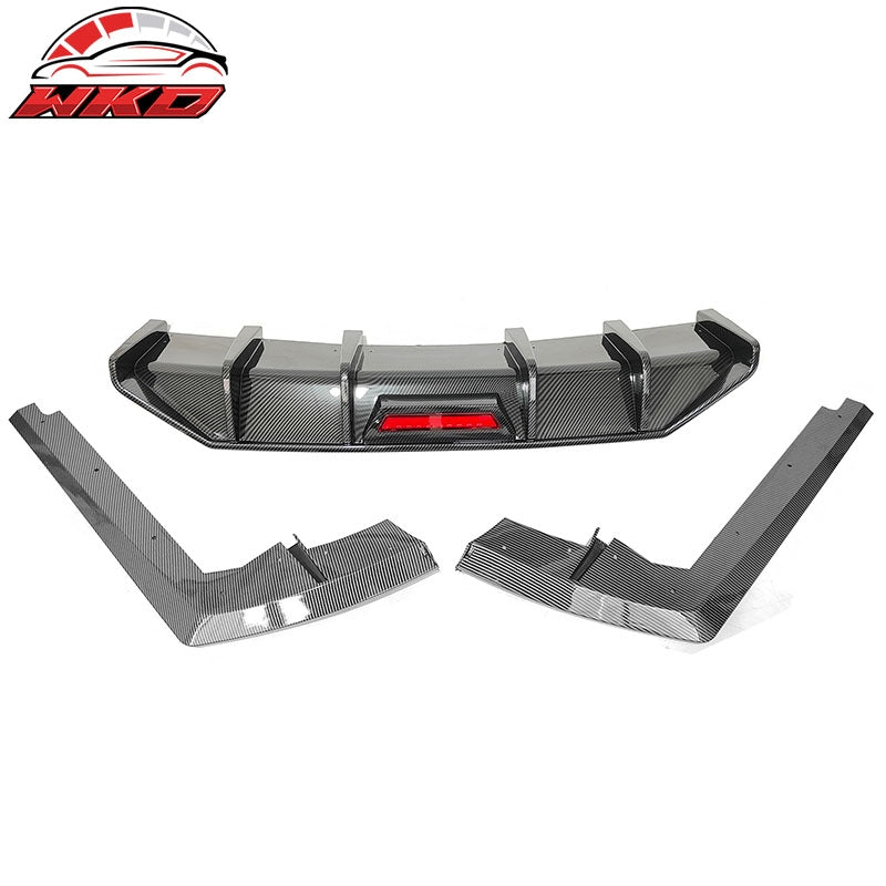 Fits 21-23 Hyundai Elantra IKON Carbon Fiber Print Rear Bumper Lip Diffuser - PP
