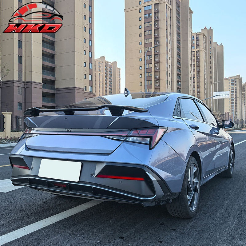 Fits 21-26 Hyundai Elantra N Style Rear Trunk Spoiler Wing Lid Gloss Black ABS