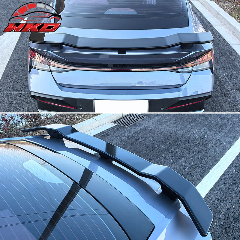 Fits 21-26 Hyundai Elantra N Style Rear Trunk Spoiler Wing Lid Gloss Black ABS