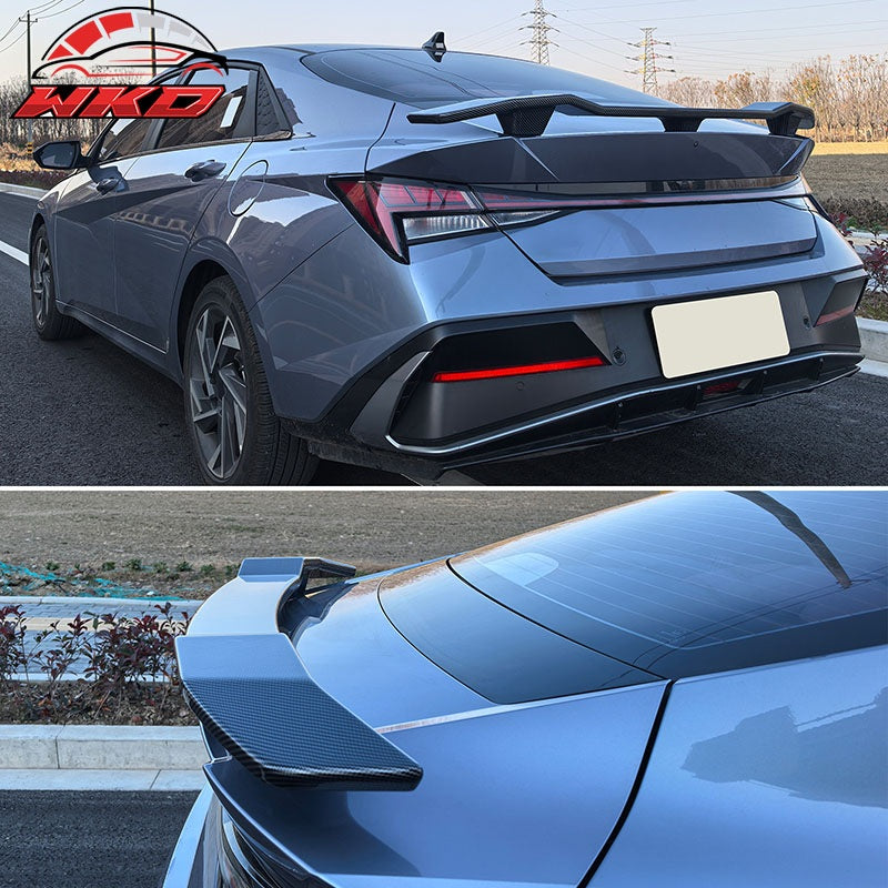 Fits 21-26 Hyundai Elantra N Style Trunk Spoiler Wing Lid Carbon Fiber Print ABS