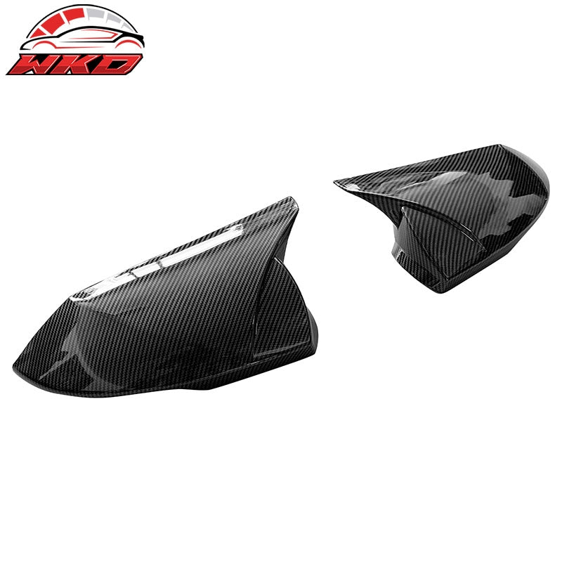 Fit 21-26 Hyundai Elantra 2PC Rear View Side Mirror Cover ABS Carbon Fiber Print