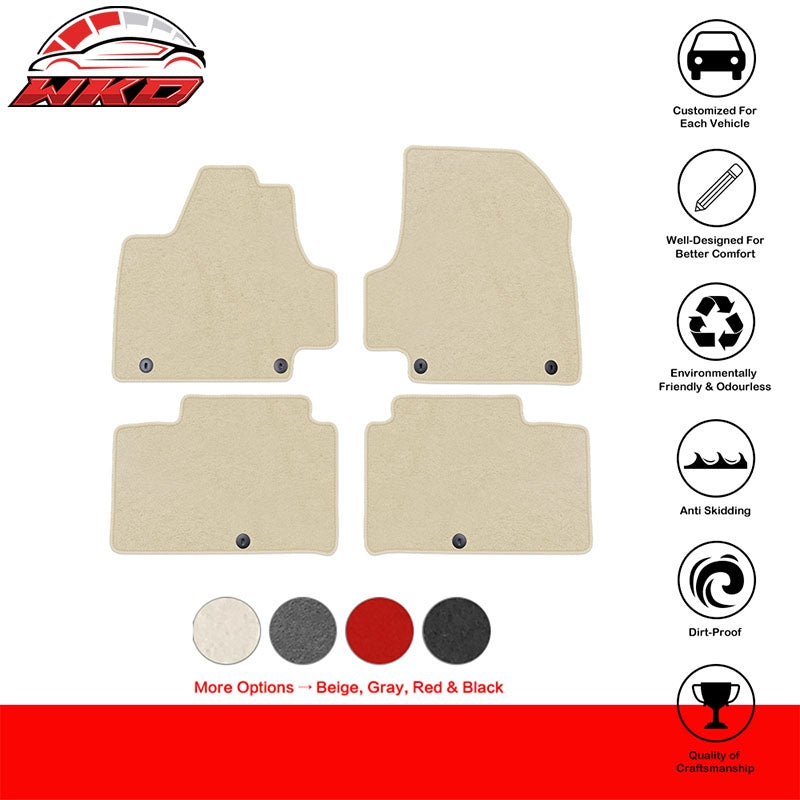Fits 22-24 Hyundai Ioniq 5 4DR Front & Rear Floor Mats Carpet Nylon 4PCS - Beige