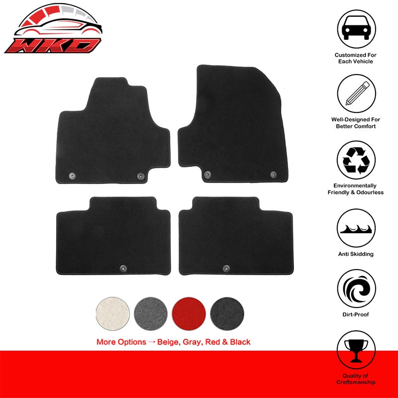 Fits 22-24 Hyundai Ioniq 5 4DR Front & Rear Floor Mats Carpet Nylon 4PCS - Black