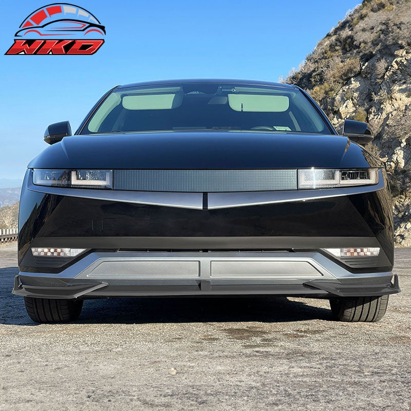 For 22-24 Hyundai Ioniq 5 IKON Style 3PC Front Bumper Lip Spoiler Matte Black PP