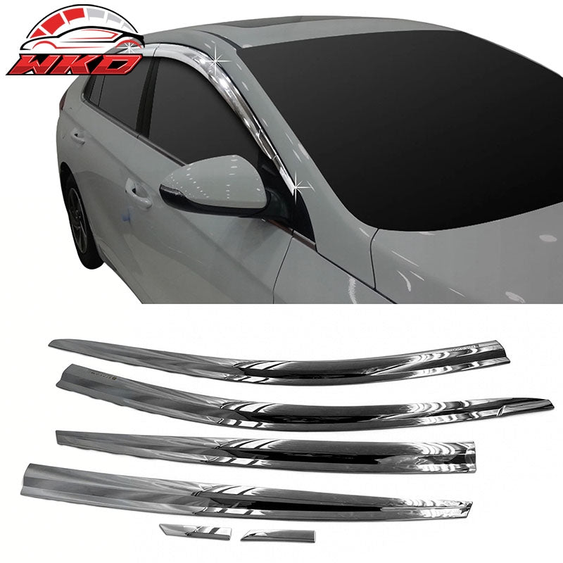 Wholesale 17-22 Hyundai Ioniq Window Visors ABS Chrome Sun Rain Guard Deflector 6PCS - Wikond Auto