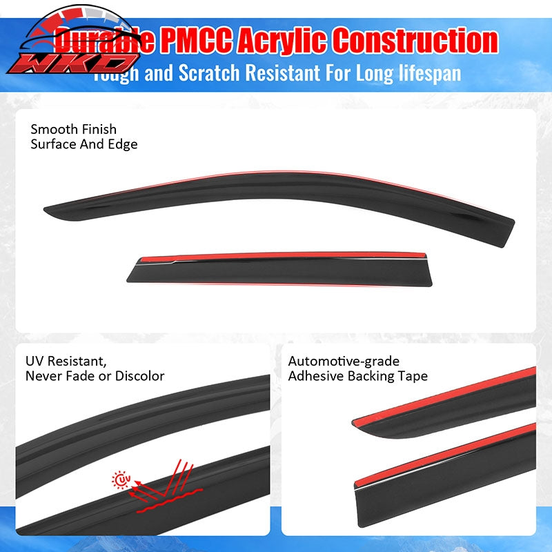 Fits 22-26 Hyundai Santa Cruz Low Profile Style Tape on Window Visors Deflector