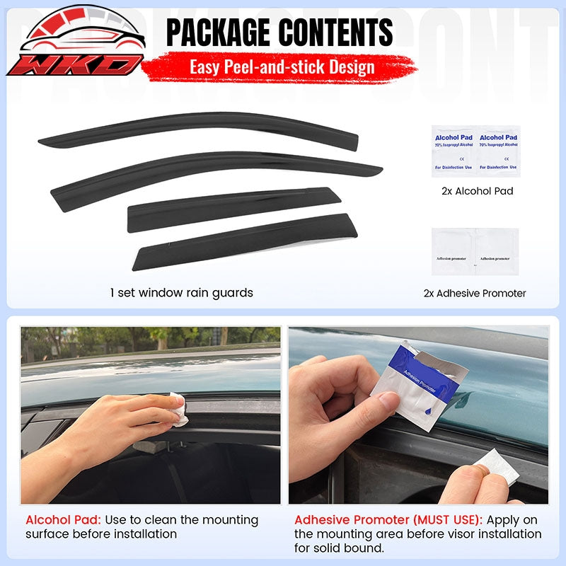 Fits 22-26 Hyundai Santa Cruz Low Profile Style Tape on Window Visors Deflector