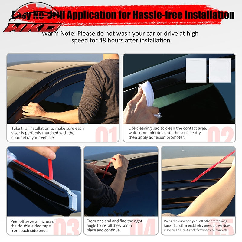 Fits 22-26 Hyundai Santa Cruz Low Profile Style Tape on Window Visors Deflector