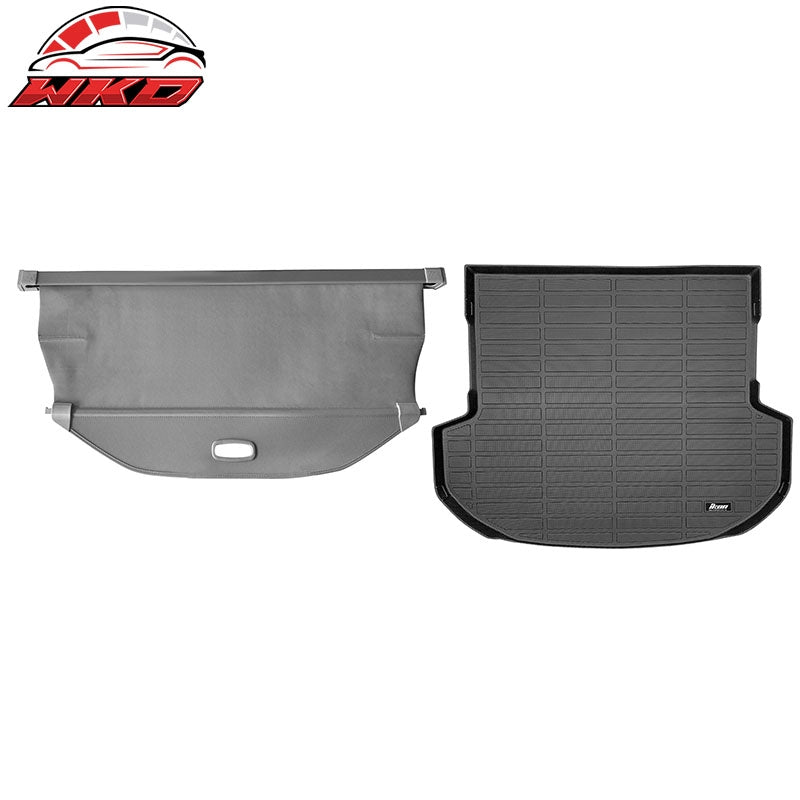Wholesale 21-23 Hyundai Santa Fe 3D TPE Trunk Mat Cargo Liner Pad + Gray Cargo Cover - Wikond Auto