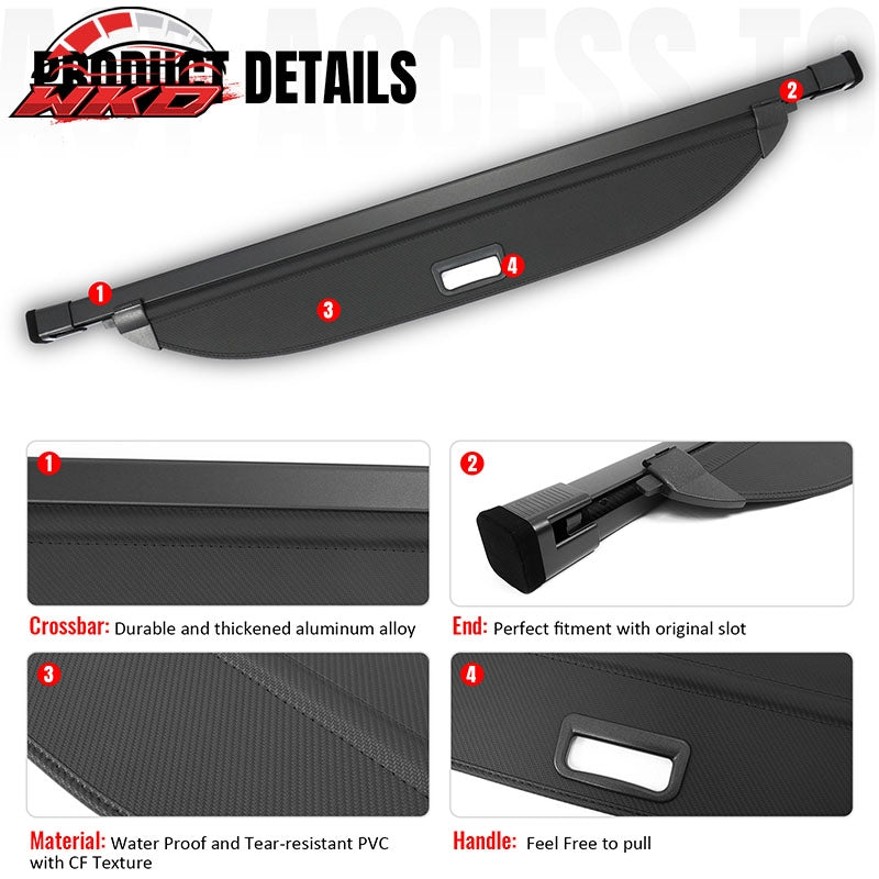 Wholesale 19-23 Hyundai Santa Fe Retractable Rear Cargo Cover Carbon Fiber Texture - Wikond Auto