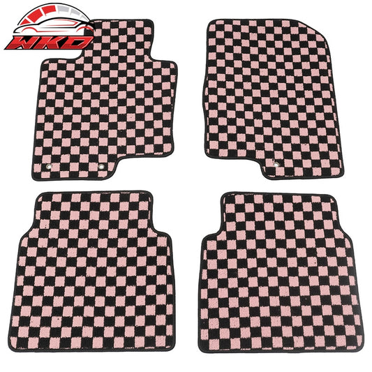 Wholesale 11-14 Hyundai Sonata Anti-slip Floor Mats Checkered Carpet Black Pink Plaid - Wikond Auto