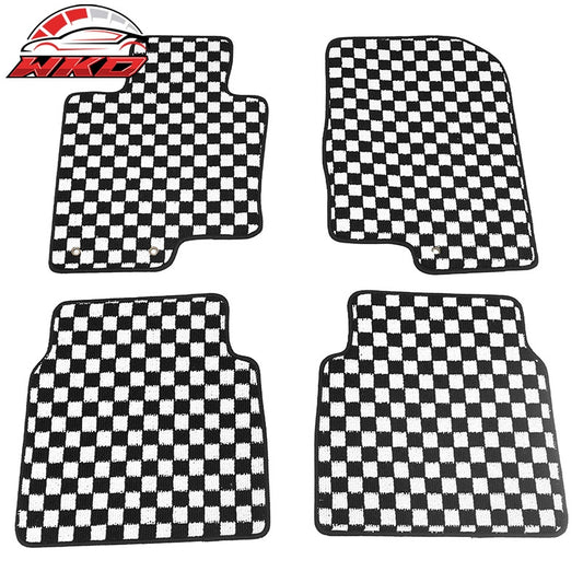 Wholesale 11-14 Hyundai Sonata Car Floor Mats Checkered Carpets Black White Plaid - Wikond Auto