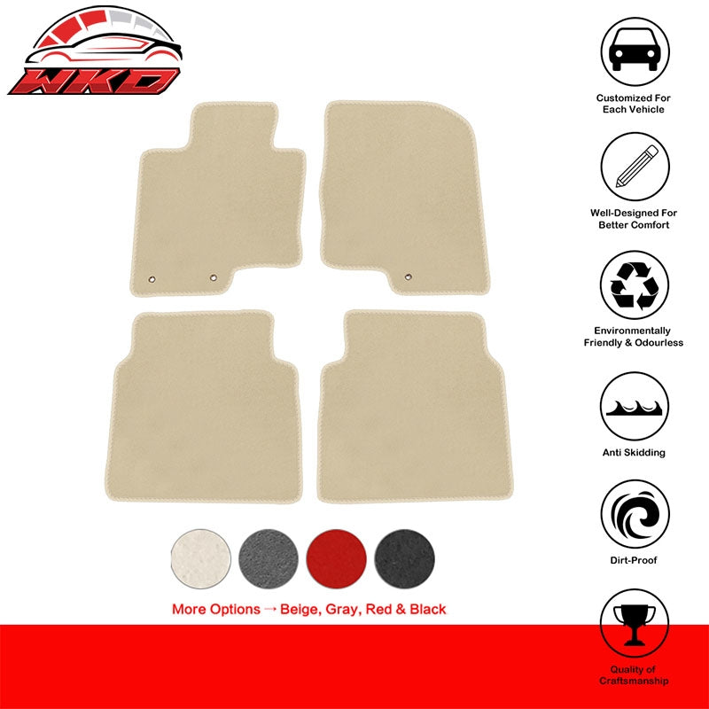 Fits 11-14 Hyundai Sonata 4PC Car Floor Mats Liner Front Rear Nylon Beige Carpet